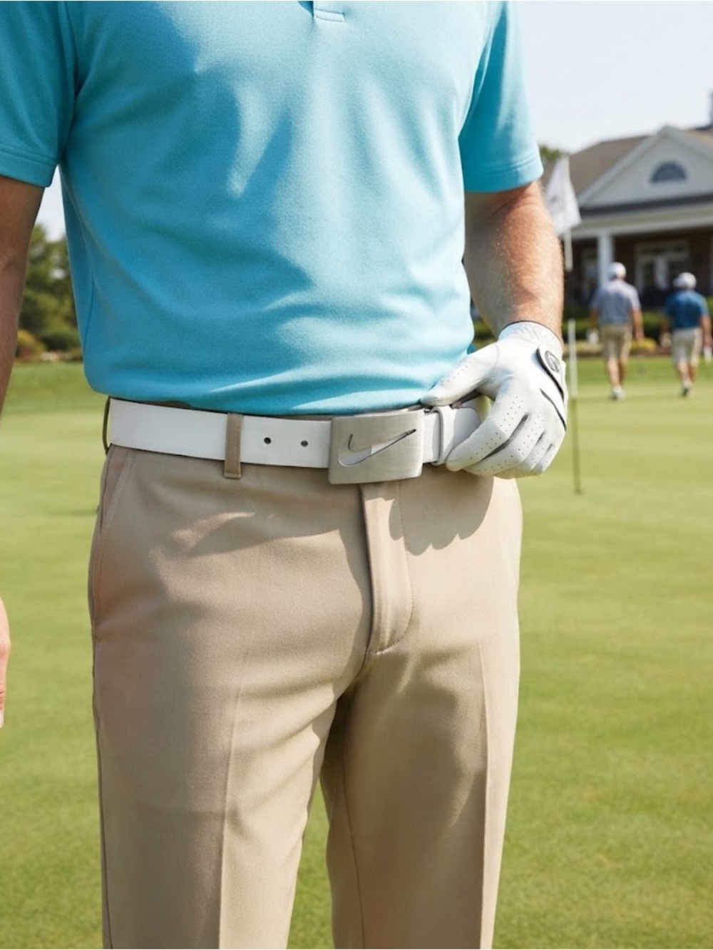 Vintage NIKE GOLF White belt Metal Swoosh buckle HEAVY Size 38